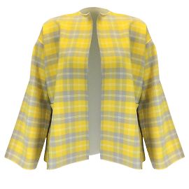 Sofie D'Hoore Yellow / Green Multi Checkered Open Front Wool Jacket Yellow