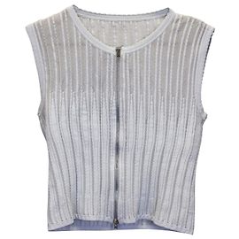 Alaïa Alaia Sleeveless Front-Zip Top in Blue Grey Viscose Blue Light blue