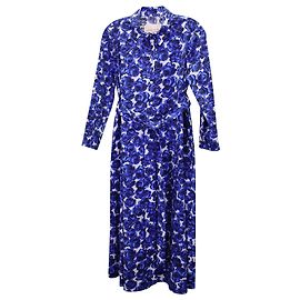 Carolina Herrera Midi-Hemdkleid mit Blumendruck aus blauer Baumwolle Andere
