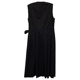 Marni-Marni Sleeveless Waist-Tie Dress in Black Cotton-Black