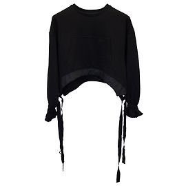 Red Valentino Rotes Valentino-Sweatshirt mit seitlichem Bindeband aus schwarzer Bio-Baumwolle Schwarz