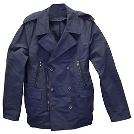 Lanvin Double-Breasted Peacoat in Navy Blue Polyester Navy blue