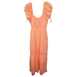 LoveShackFancy-LoveShackFancy Vernon Maxikleid aus orangefarbener Baumwolle-Orange