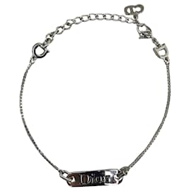 Dior-Bracelet à plaque logo argenté Dior-Argenté