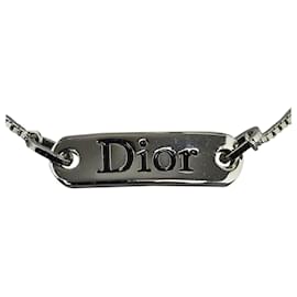 Dior-Bracelet à plaque logo argenté Dior-Argenté