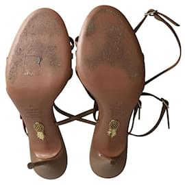 Aquazzura-Aquazzura Riemchen 100mm-Sandalen aus nacktem Leder-Fleisch