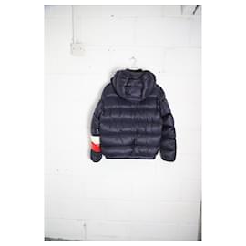 Moncler-Moncler Willm Hooded Down Jacket in Navy Blue Nylon-Blue,Navy blue