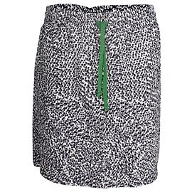 Céline Celine Polka Dot Drawstring Mini Skirt in Grey Silk Blue