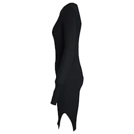 Maison Martin Margiela-Geripptes, langärmliges, figurbetontes Kleid von Maison Margiela aus schwarzer Viskose-Schwarz