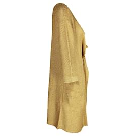 Dries Van Noten-Dries Van Noten Open Front Cardigan in Gold Acetate-Golden,Metallic