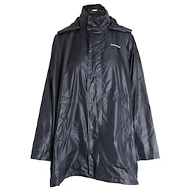 Balenciaga-Balenciaga Lightweight Hooded Windbreaker Jacket in Black Nylon-Black