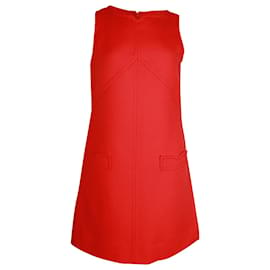 Victoria Beckham-Victoria Beckham Sleeveless A-Line Dress in Red Wool-Red