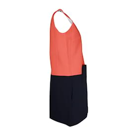 Victoria Beckham-Victoria Beckham Color-Block Sleeveless Shift Dress in Multicolor Viscose-Orange