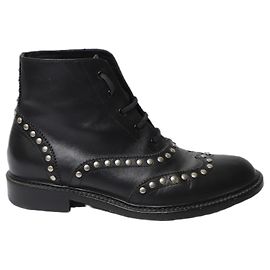 Stivali stringati Army Saint Laurent con borchie in pelle nera Nero