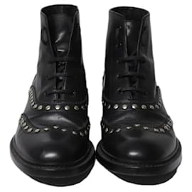 Saint Laurent-Saint Laurent Army Lace Up Boots with Studs in Black Leather-Black