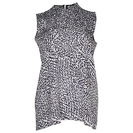 Céline Celine Top sem mangas de bolinhas em seda cinza Cinza