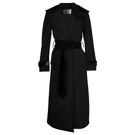 Fendi Leather-Trimmed Trench Coat in Black Polyester Black