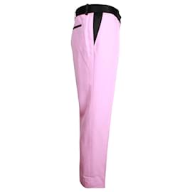 Céline-Celine Straight Leg Trousers in Pink Wool-Pink