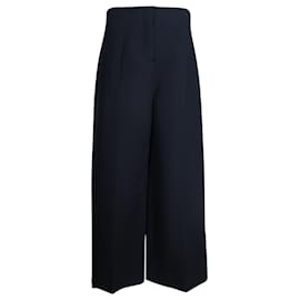 Christian Dior-Christian Dior Wide Leg Trousers in Navy Blue Wool-Navy blue