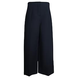 Christian Dior-Pantaloni Christian Dior a gamba larga in lana blu navy-Blu navy