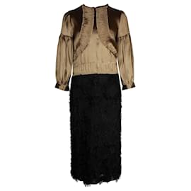 Dries Van Noten-Dries Van Noten Colorblock-Maxikleid aus goldenem Polyester-Golden,Metallisch