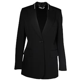 Stella Mc Cartney-Stella McCartney Single-Breasted Blazer Jacket in Black Wool-Black
