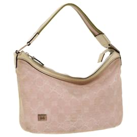 Gucci-GUCCI GG Canvas Sherry Line Shoulder Bag Pink Khaki 145812 Auth ki3283-Pink,Khaki