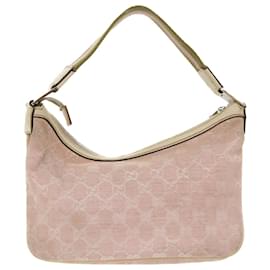 Gucci-GUCCI GG Canvas Sherry Line Shoulder Bag Pink Khaki 145812 Auth ki3283-Pink,Khaki