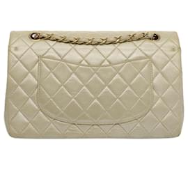 Chanel-CHANEL Matelasse 25 Double Chain Flap Shoulder Bag Lamb Skin Gold CC Auth 51277A-Golden
