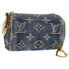 LOUIS VUITTON Monogramm Denim Trousse Speedy PM Beutel Blau M.95082 LV Auth 52172 Blau