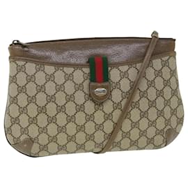 Gucci-GUCCI GG Canvas Web Sherry Line Shoulder Bag Beige Red 904 02 026 Auth ep1431-Red,Beige