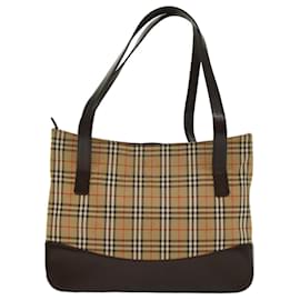 Burberry-BURBERRY Nova Check Shoulder Bag Canvas Beige Brown Auth hk811-Brown,Beige