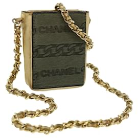 Chanel-CHANEL CorrenteShoulder Cigarette Case Harako couro Zipangu Gold CC Auth 51975-Outro
