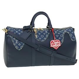 Louis Vuitton-LOUIS VUITTON Denim LV Squared NIGO Keepall Bandouliere 50 M45975 autenticación 51259EN-Azul marino
