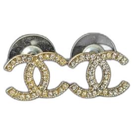 Chanel-CC A12P GHW Moscova crystal Logo earrings box tag-Golden
