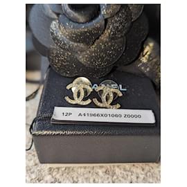 Chanel-CC A12P GHW Moscova crystal Logo earrings box tag-Golden