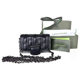 Longchamp Black chain card holder. “Brioche” model Black