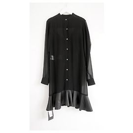McQ Alexander McQueen Lederrock-Hemdkleid Schwarz