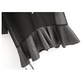 Mcq-Vestido camisa com saia de couro McQ Alexander McQueen-Preto