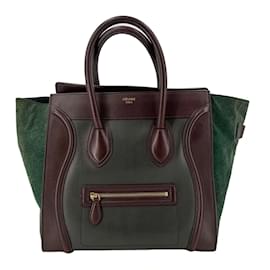 Céline-Luggage Medium Leather Tote Bag Brown & Green-Multiple colors