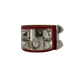 Hermès Collar para Perro Pulsera de Cuero Rojo Roja