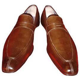 Santoni Mocassino college in pelle marrone da uomo Marrone