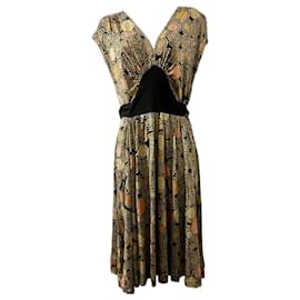 Diane Von Furstenberg-Kleid aus Vintage-Seidenwollmischung von DvF-Mehrfarben