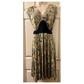 Diane Von Furstenberg-Kleid aus Vintage-Seidenwollmischung von DvF-Mehrfarben