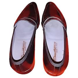 Santoni-Penny loafer in black leather for men-Black