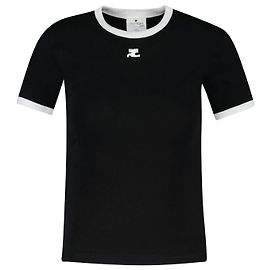 Camiseta Contraste Réedition - Courreges - Algodón - Negro/Blanquecino Negro