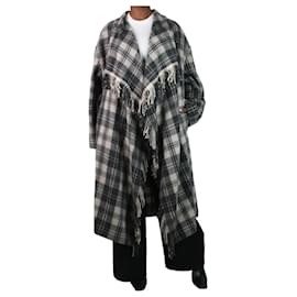 Isabel Marant Etoile-Cappotto con sciarpa in misto lana a quadri grigi - taglia UK 10-Grigio