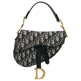Used Blue Christian Dior Oblique Canvas Saddle Shoulder Bag with Gold  Hardware Houston,TX