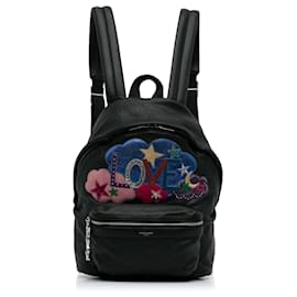 Saint Laurent-Saint Laurent Black Patchwork City Backpack-Black