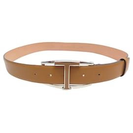 CINTURÓN TOD'S CON HEBILLA CON LOGO T EN PIEL CAMEL TALLA 75 Cinturon de cuero marron Camello